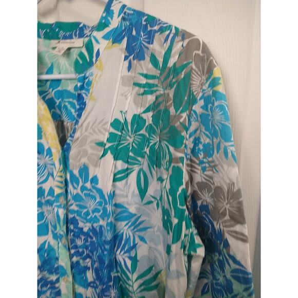 JM Collection Woman 16 Blouse V Neck Floral Multi Color 3/4 Sleeve Hawaiian Vibe - Picture 7 of 9